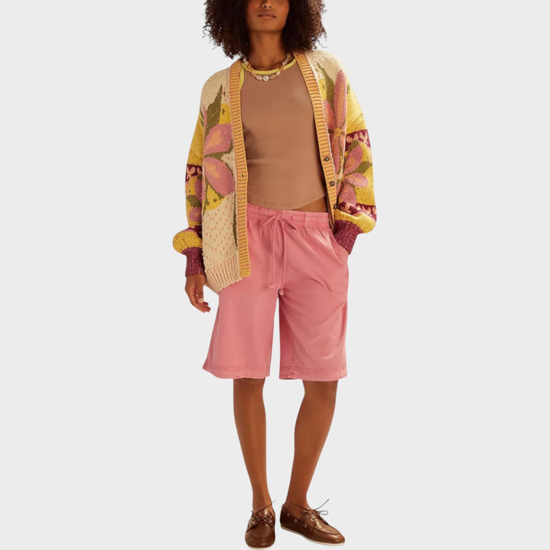  Cardigan Tricotat cu Model Floral – vedere frontală