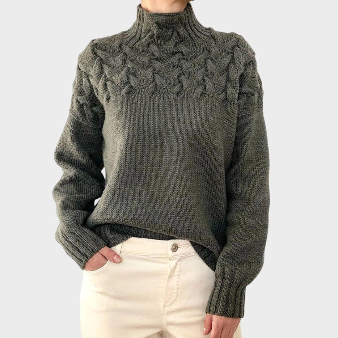 Pulover elegant din tricot Lari mâneci lungi