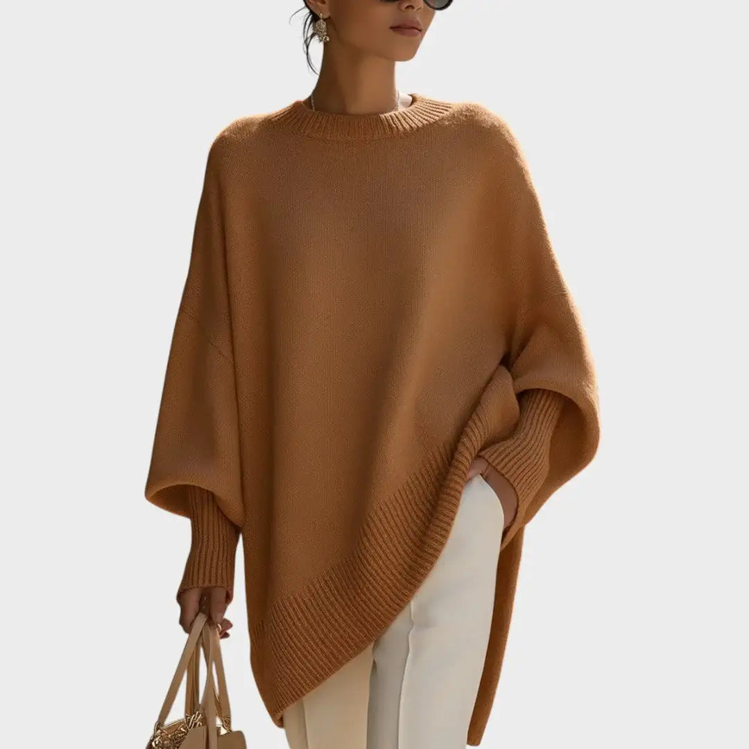 pulover din tricot cu volum la mâneci Cătălina stil casual