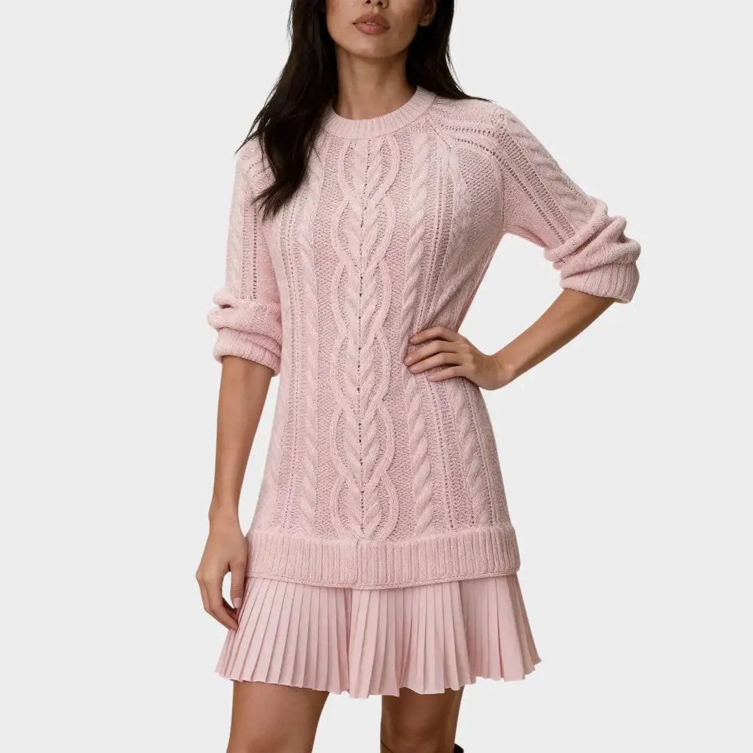 rochie din tricot cu cădere naturală Stefania accesorii asortate