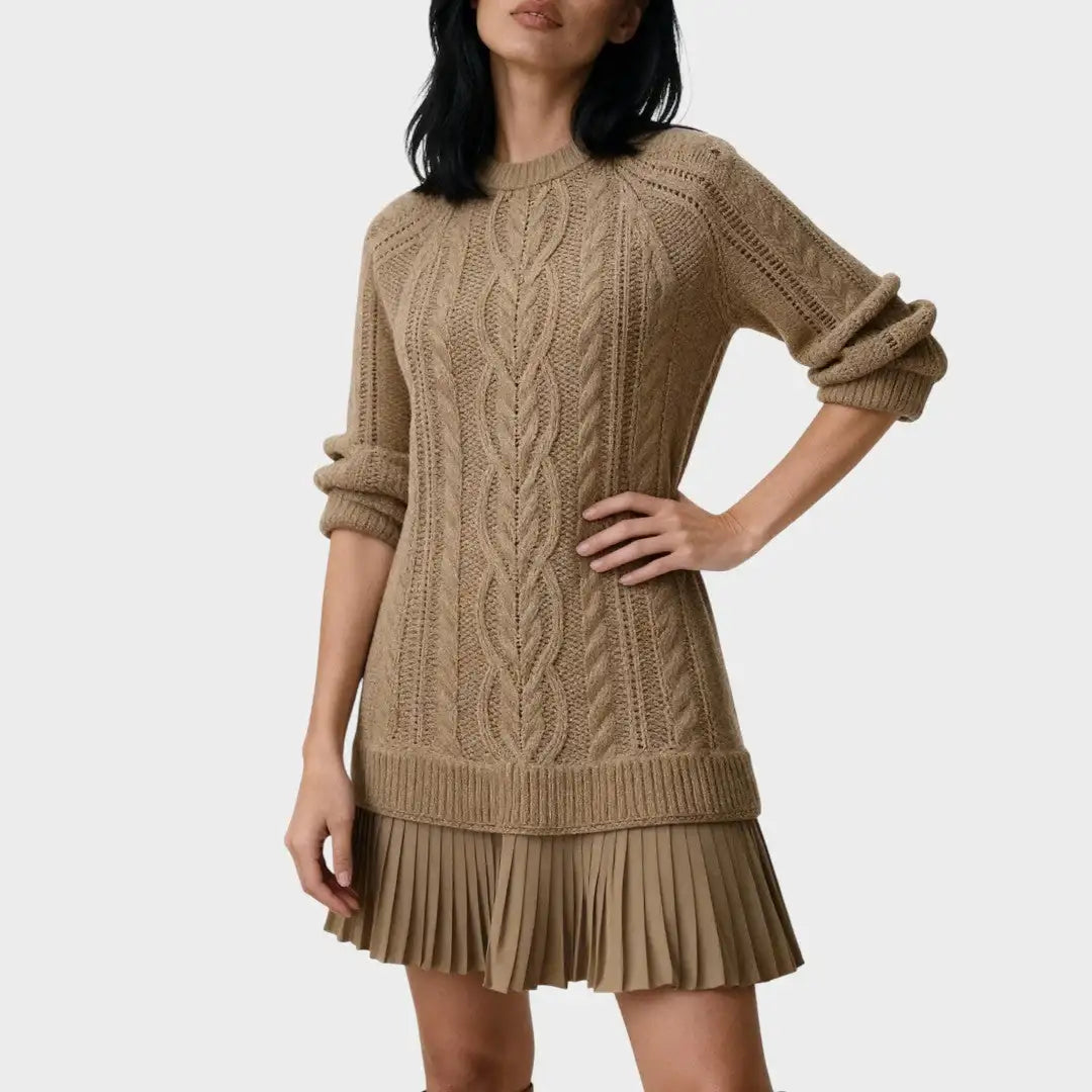 rochie din tricot cu cădere naturală Stefania mâneci lungi