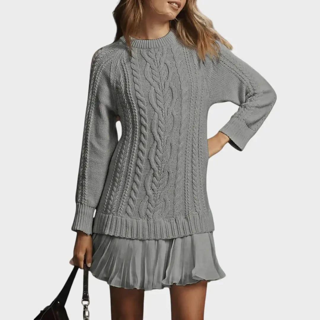rochie din tricot cu cădere naturală Stefania accesorii asortate