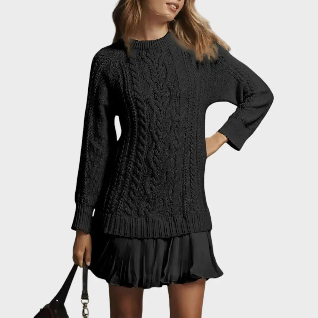 rochie din tricot cu cădere naturală Stefania accesorii asortate