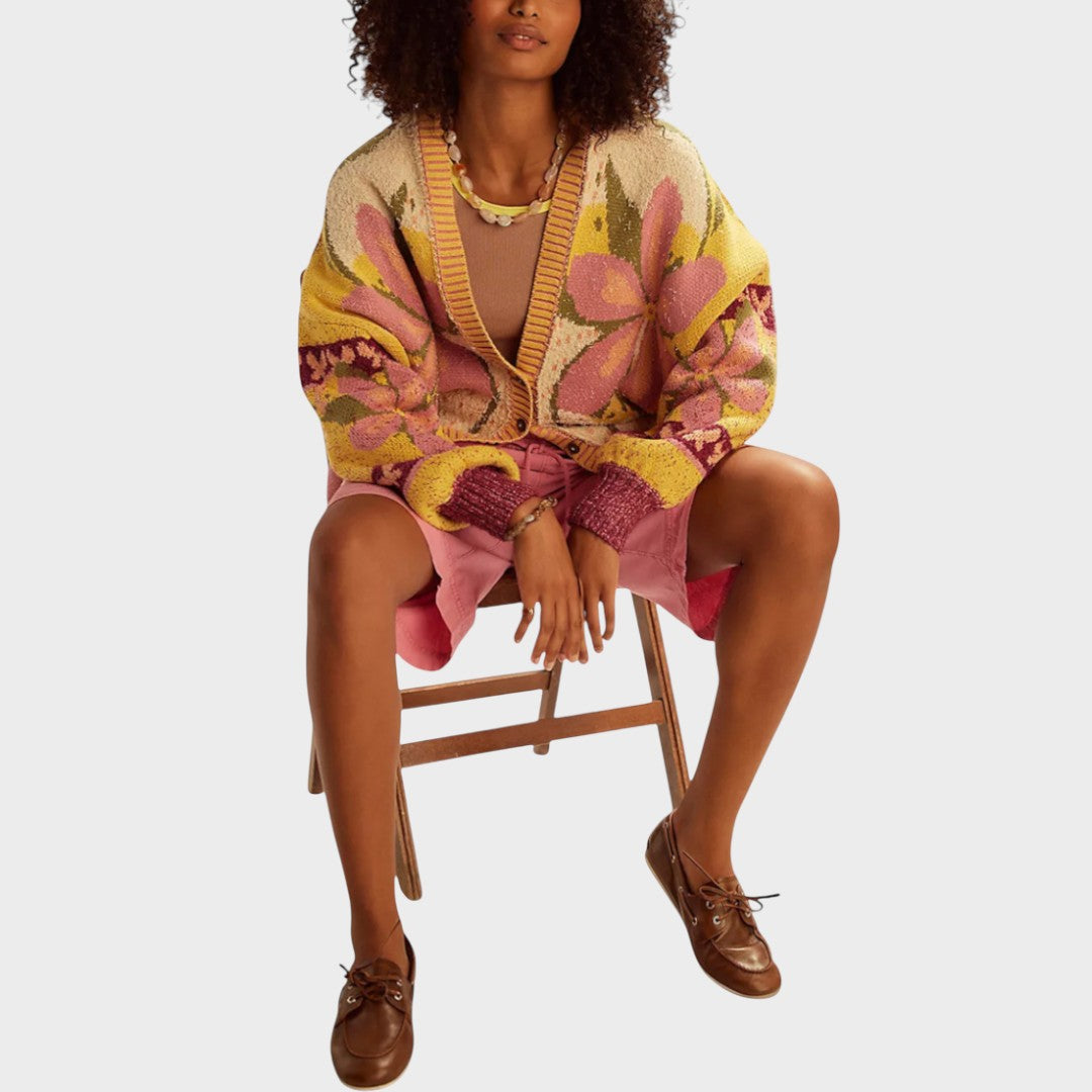 Cardigan tricotat cu model floral – stil casual