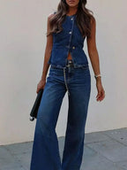 Lota set din denim elegant spate