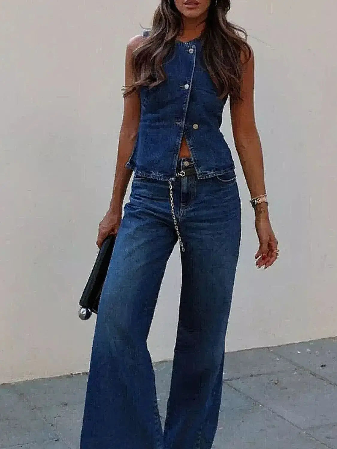 Lota set din denim elegant spate