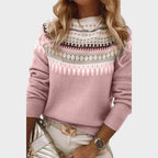 pulover tricotat cu guler rotund damă outfit casual