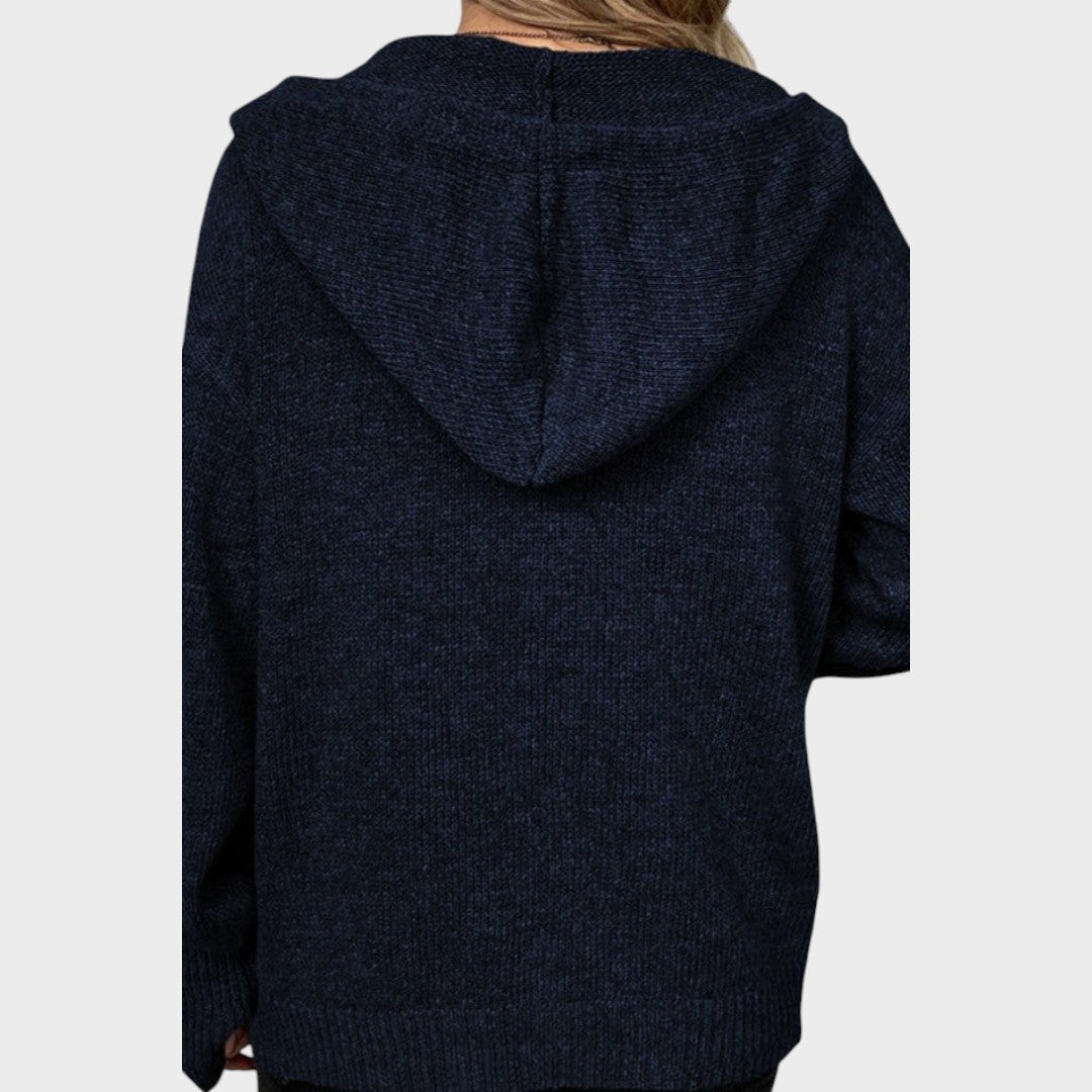 Amélia cardigan din tricot moale cu glugă detaliu cusături