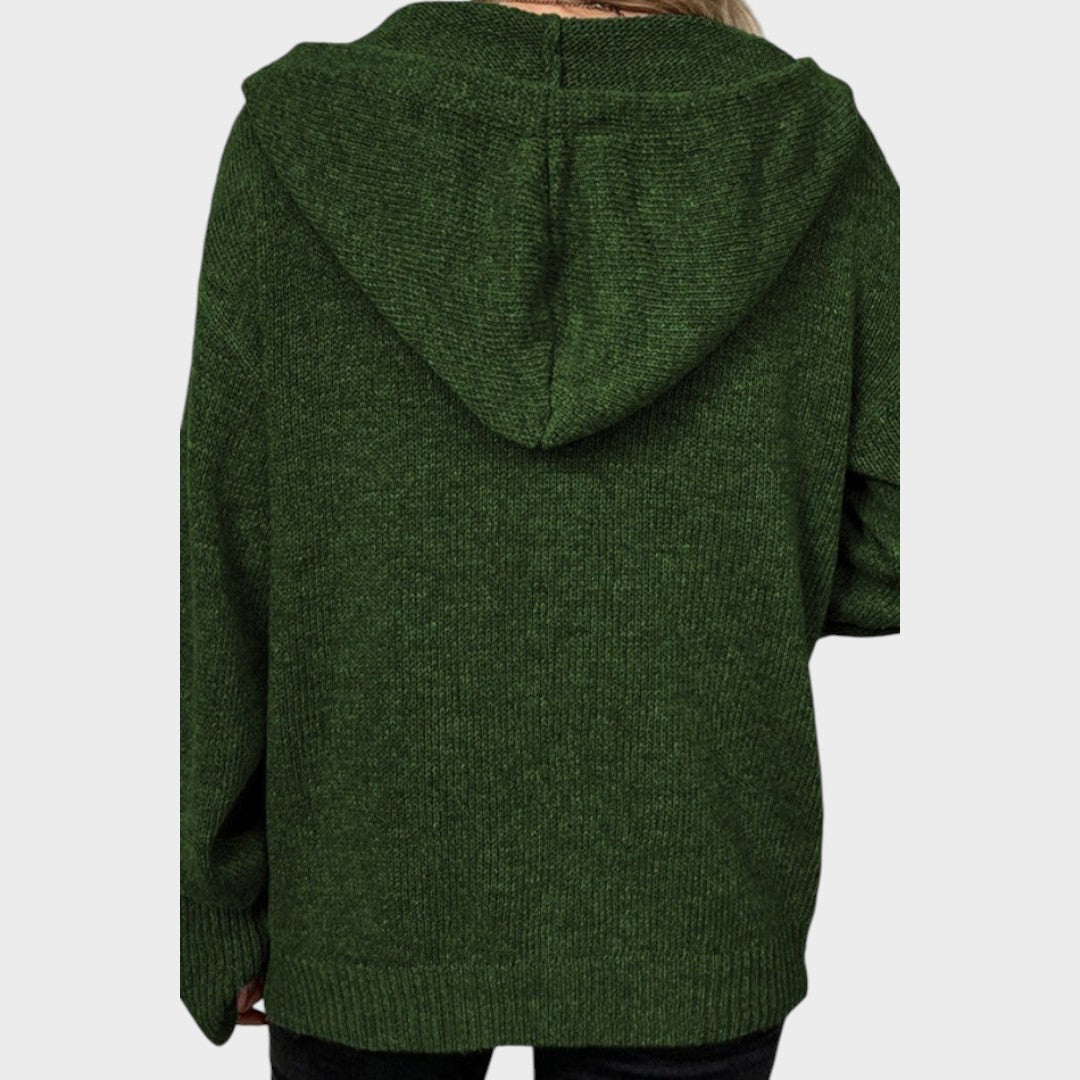 Amélia cardigan din tricot moale cu glugă mâneci