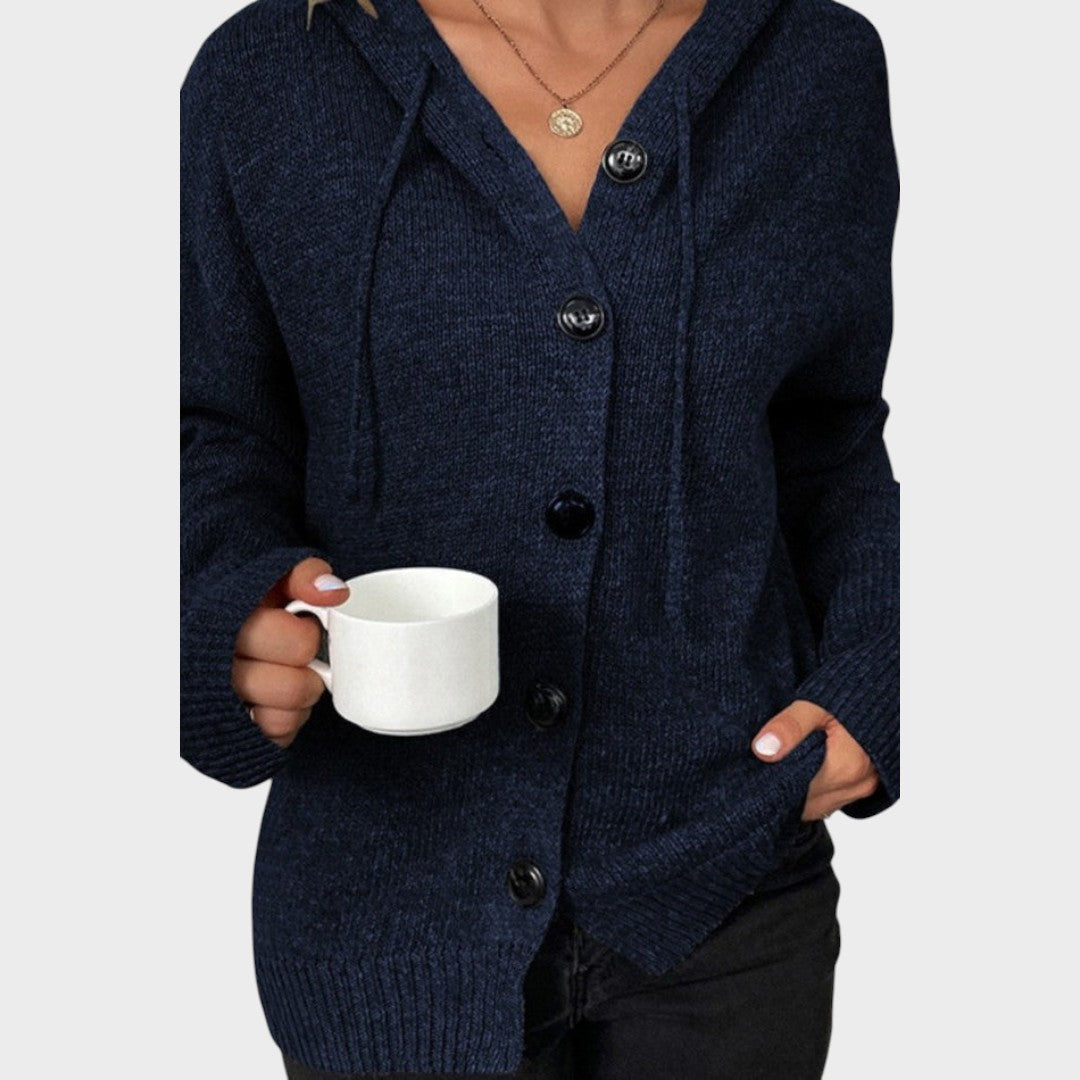 Amélia cardigan din tricot moale cu glugă mâneci