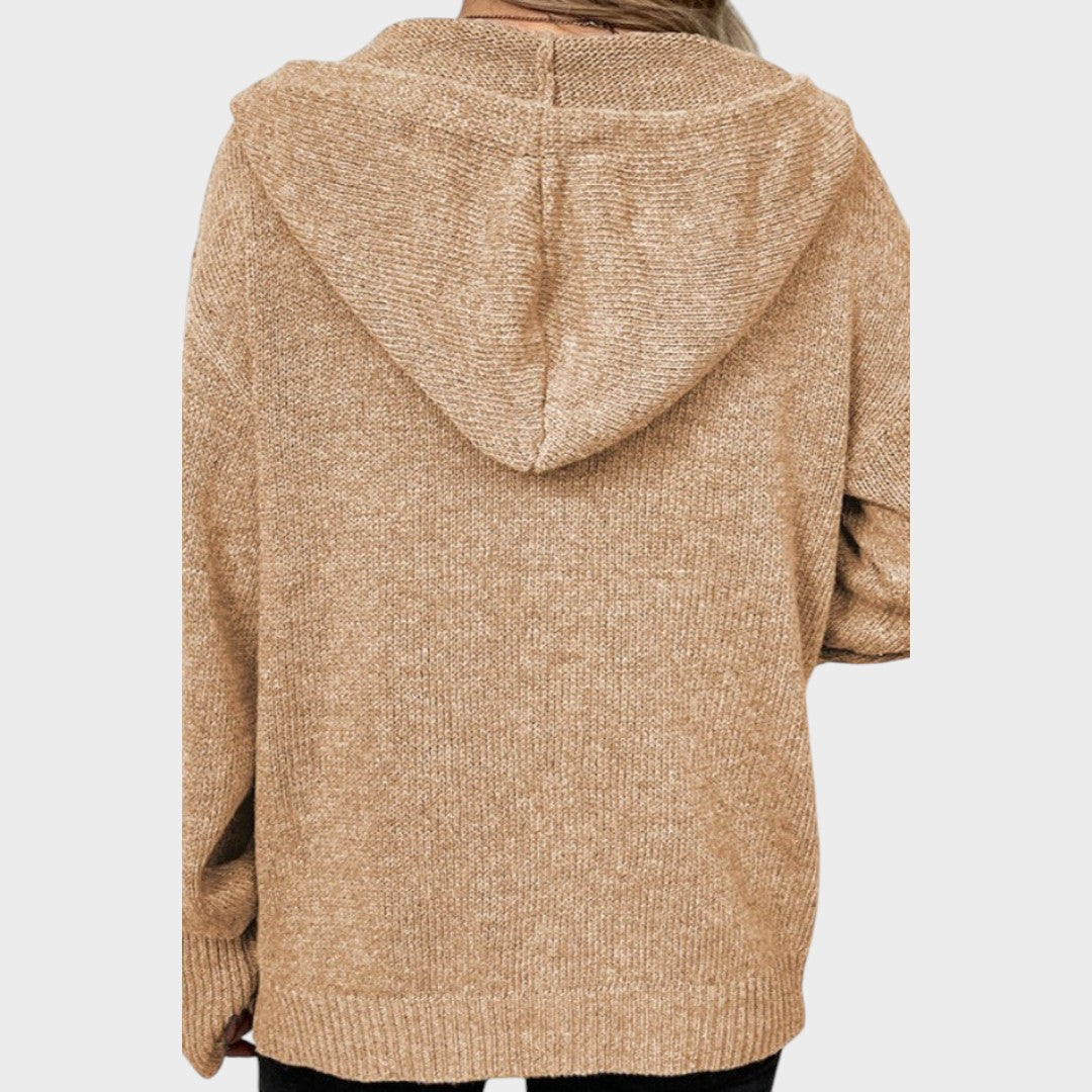 Amélia cardigan din tricot moale cu glugă detaliu cusături