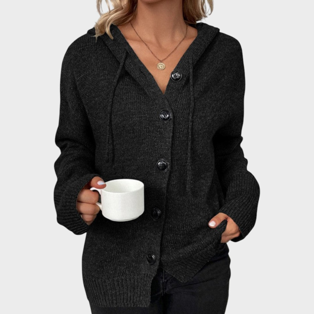 Amélia cardigan din tricot moale cu glugă spate