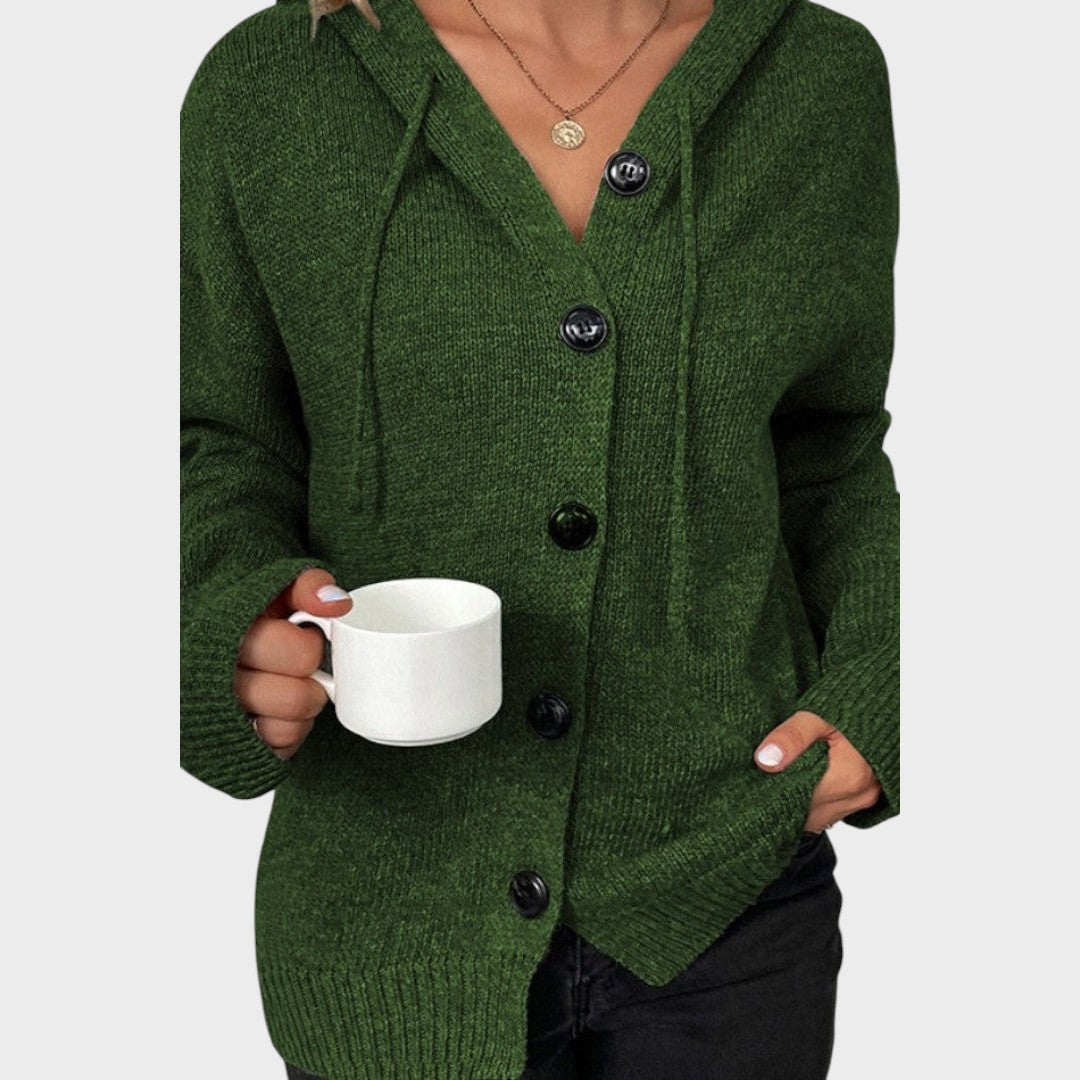 Amélia cardigan din tricot moale cu glugă lateral
