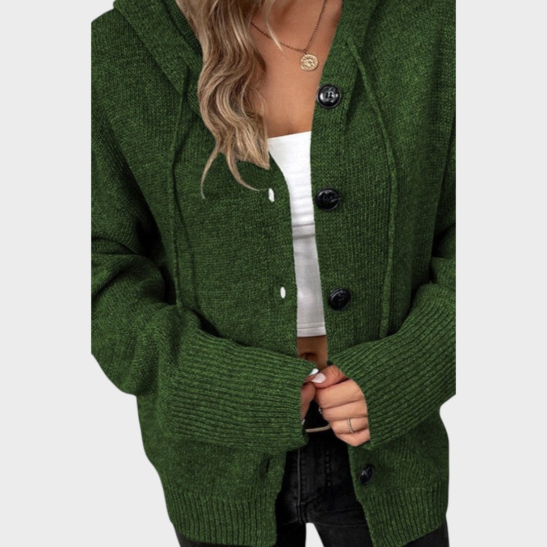 Amélia cardigan din tricot moale cu glugă lateral