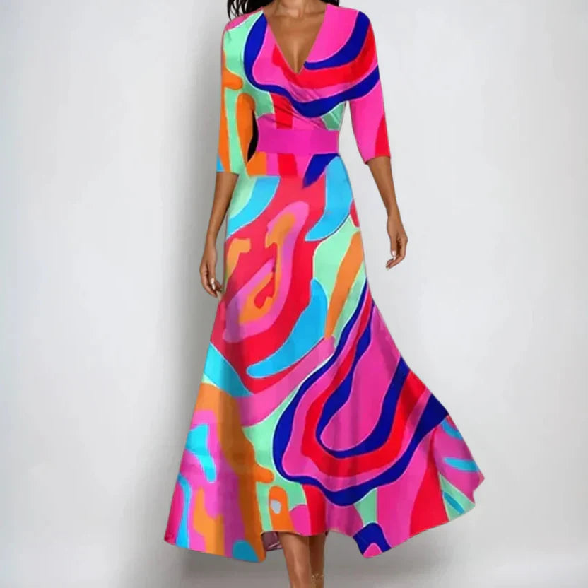 Gizella – virágmintás elegáns ruha