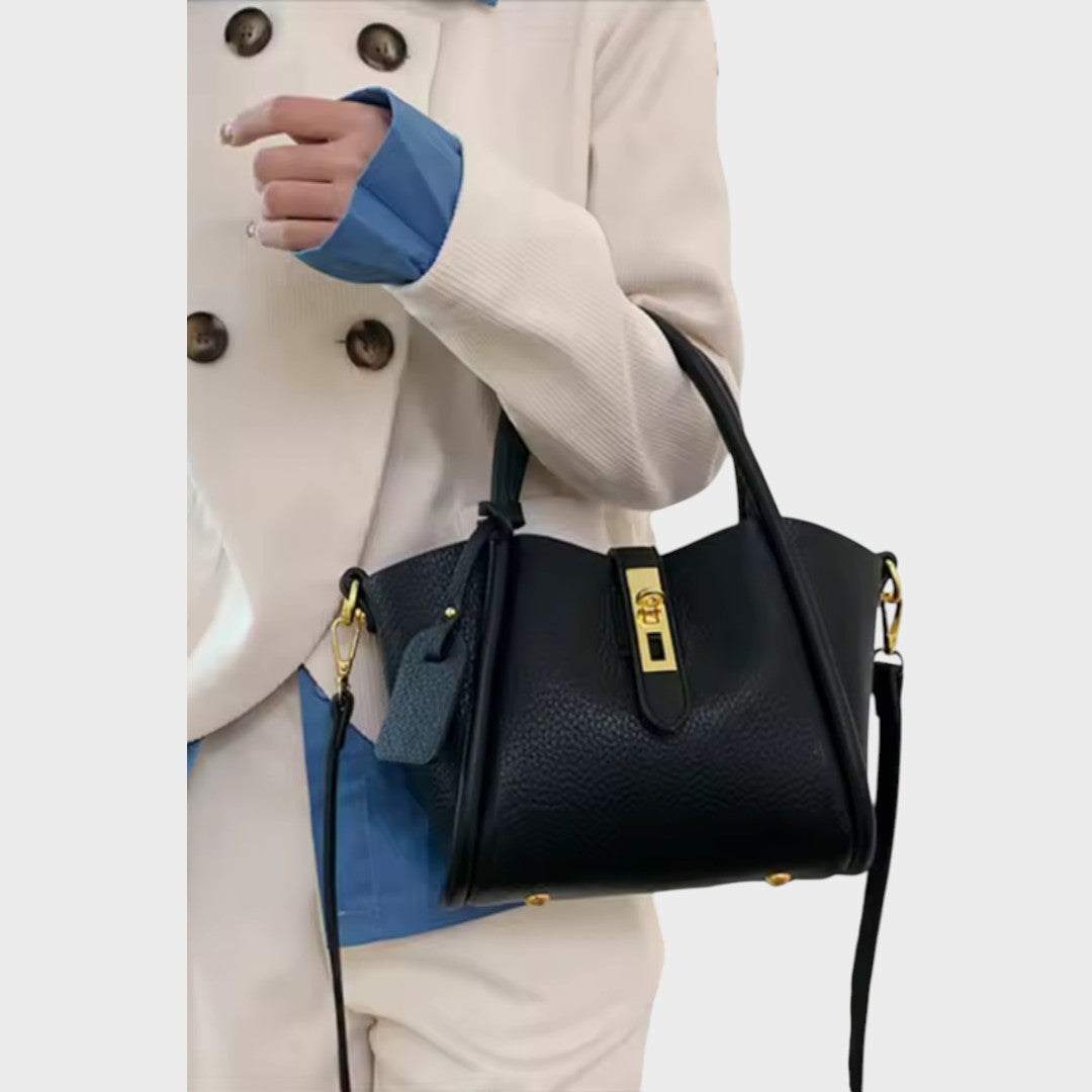 Geantă din piele damă Alícia elegantă, versatilă și practică pentru zi și seară.