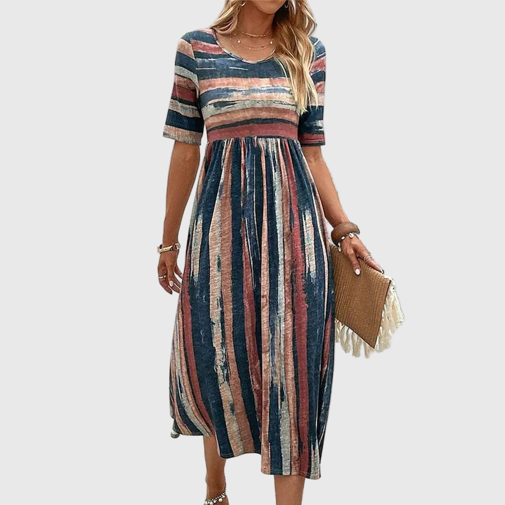 Arabella – elegáns csíkos midi ruha