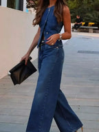 Lota set din denim elegant detaliu jachetă
