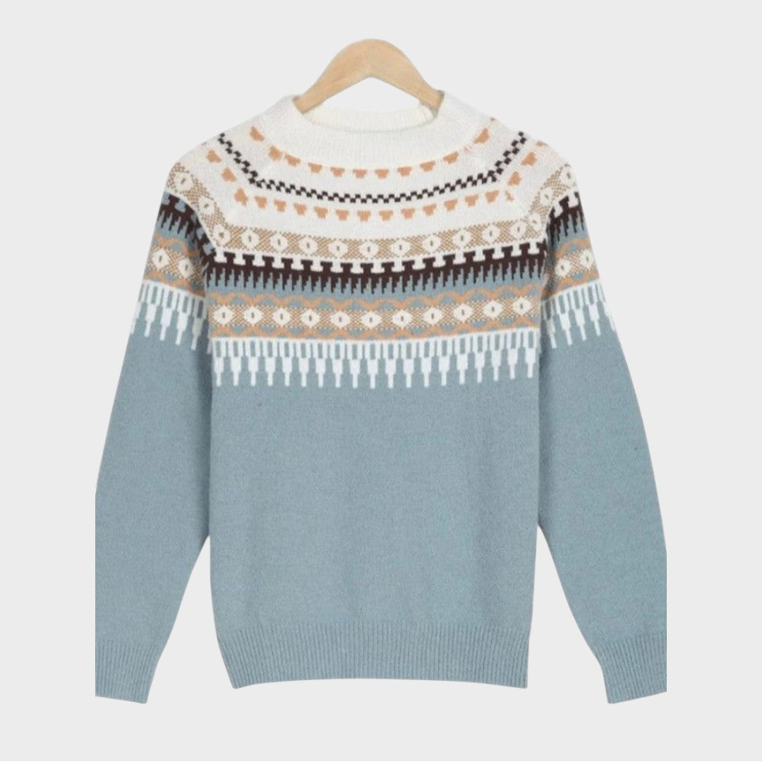 pulover tricotat cu guler rotund damă stil modern