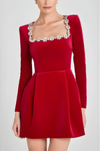 noelle rochie de cocktail clasică din catifea detalii material