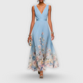 CELESTE – V-nyakú virágos maxi ruha