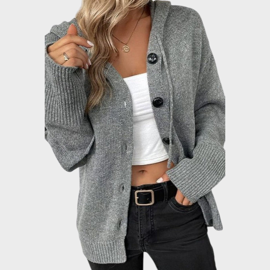 Amélia cardigan din tricot moale cu glugă spate