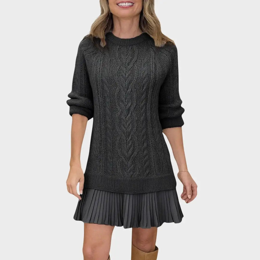 rochie din tricot cu cădere naturală Stefania purtată casual