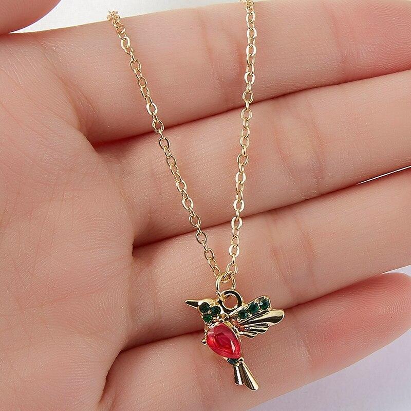 Elegáns email- és zirkón colibri nyaklánc