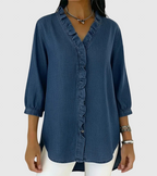 Lucía | Laza denim blúz V-nyakkal