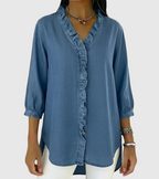 Lucía | Laza denim blúz V-nyakkal