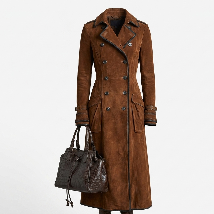 Andreea | Velúr hatású trench kabát