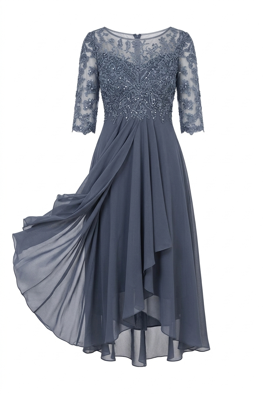 Lea – Elegáns Csipkés Midi Ruha