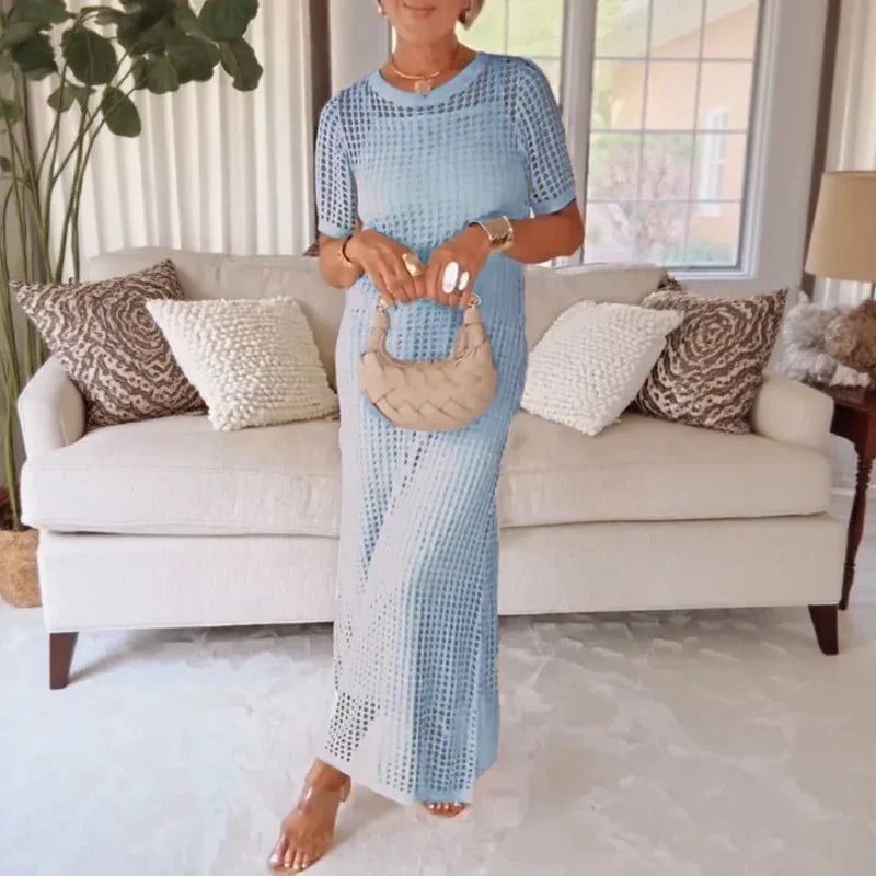 Edit – elegáns slip ruha horgolt felsővel