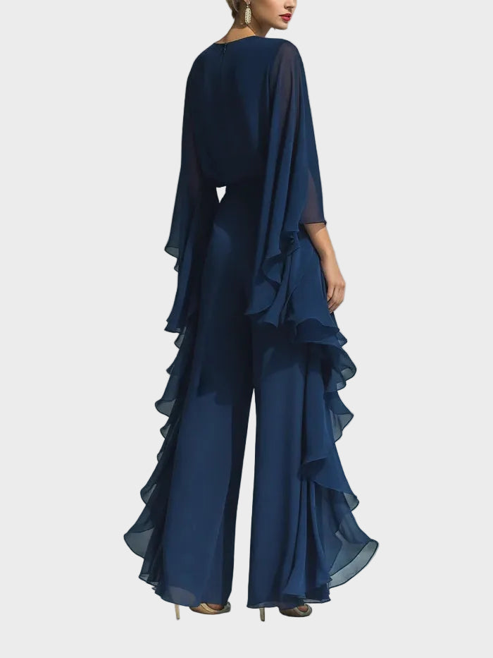 Aurora – Elbűvölő Elegáns Chiffon Szett Rózsákkal