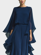 Aurora – Elbűvölő Elegáns Chiffon Szett Rózsákkal