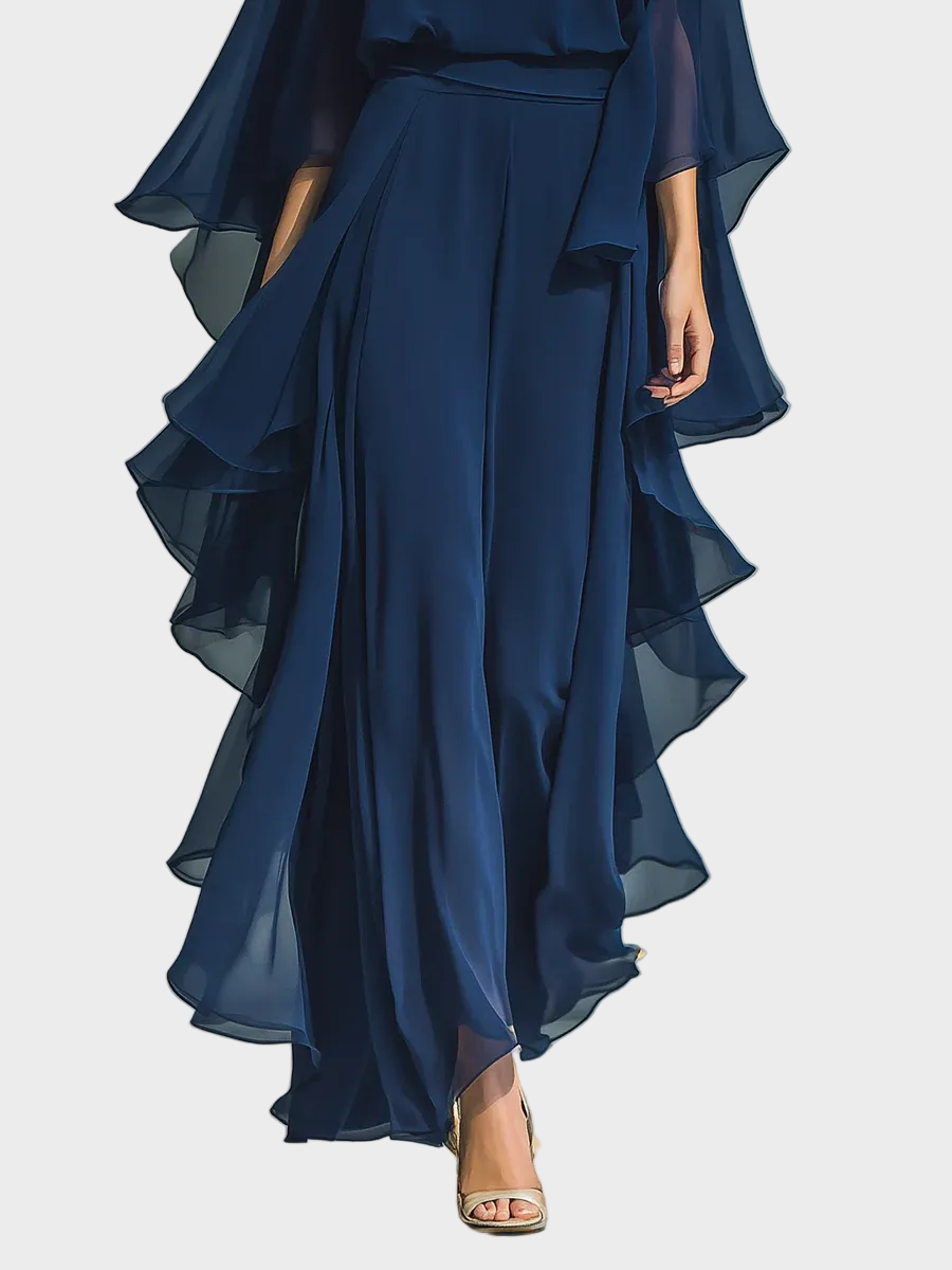 Aurora – Elbűvölő Elegáns Chiffon Szett Rózsákkal