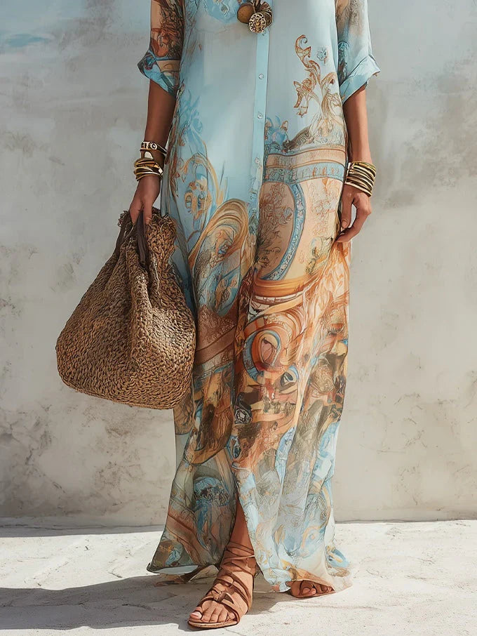 Bernadett – mintás maxi ruha