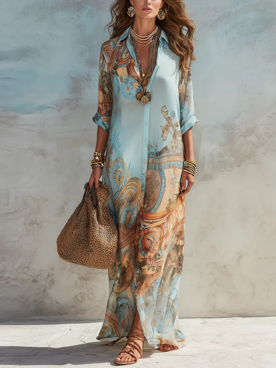 Bernadett – mintás maxi ruha