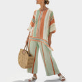 Dalila - Elegáns csíkos lenvászon szett
