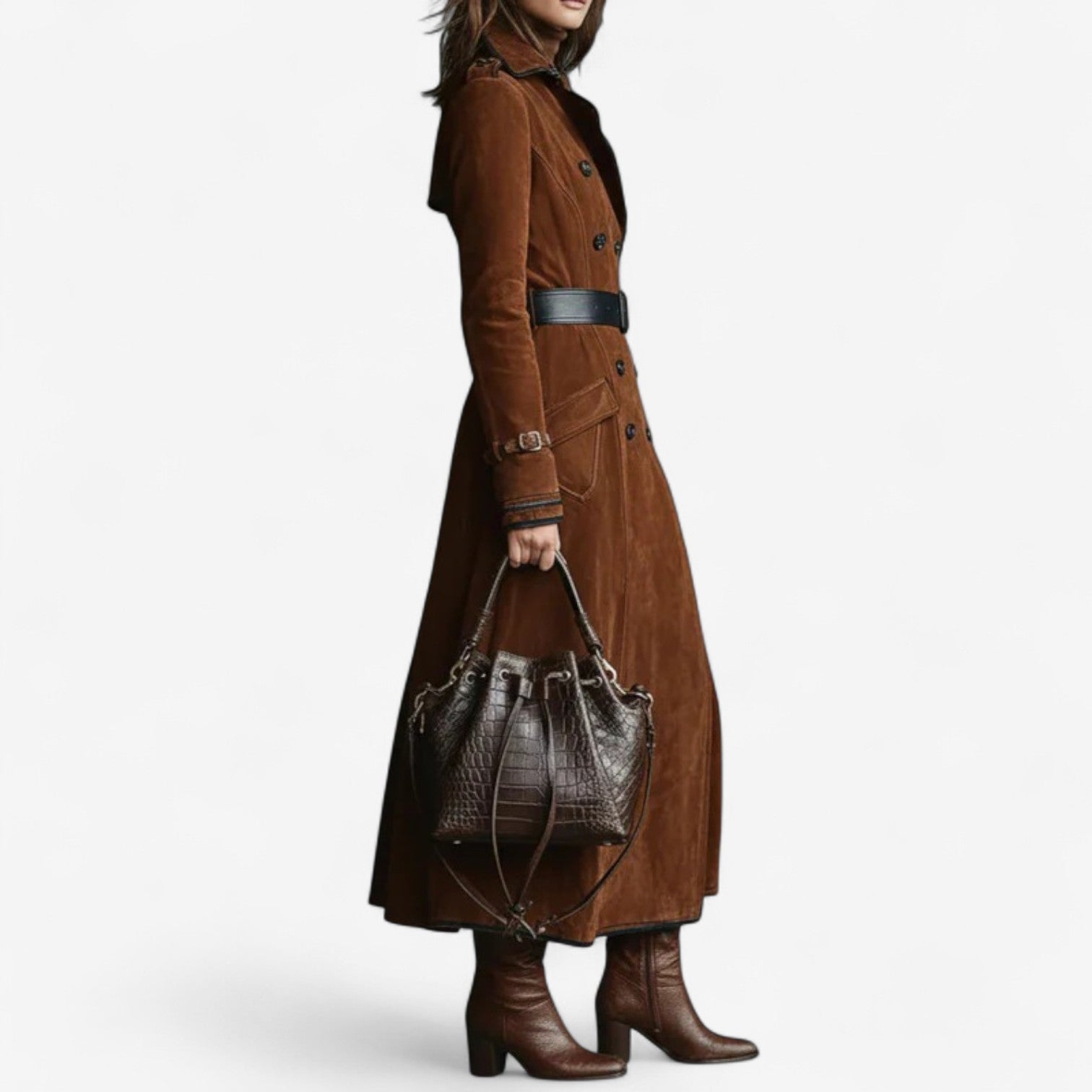 Andreea | Velúr hatású trench kabát