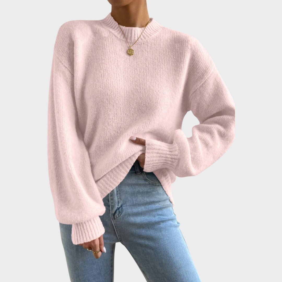 elara pulover din tricot cu mâneci bufante detalii material 